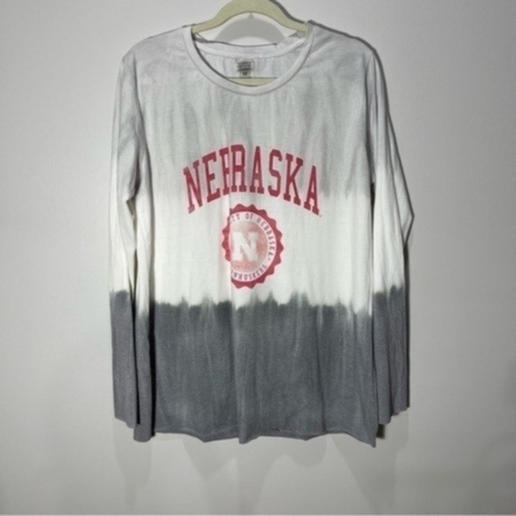 Gameday Couture White/Gray Nebraska Huskers High Line Tiered Dip-Dye T-Shirt M - Picture 2 of 11